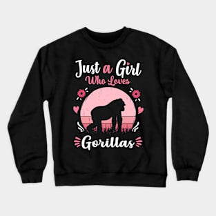 Just A Girl Who Loves Gorillas Pink Retro Vintage gift idea Crewneck Sweatshirt